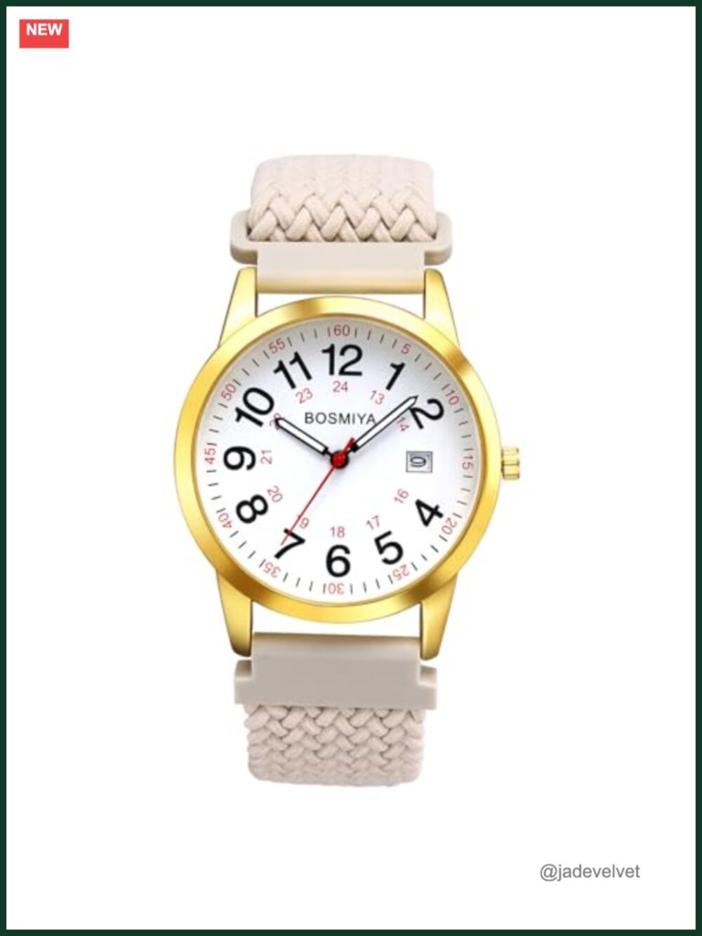 Stretch Band Wrist Watch Braided Strap Easy Reader Large Face Quartz Watch